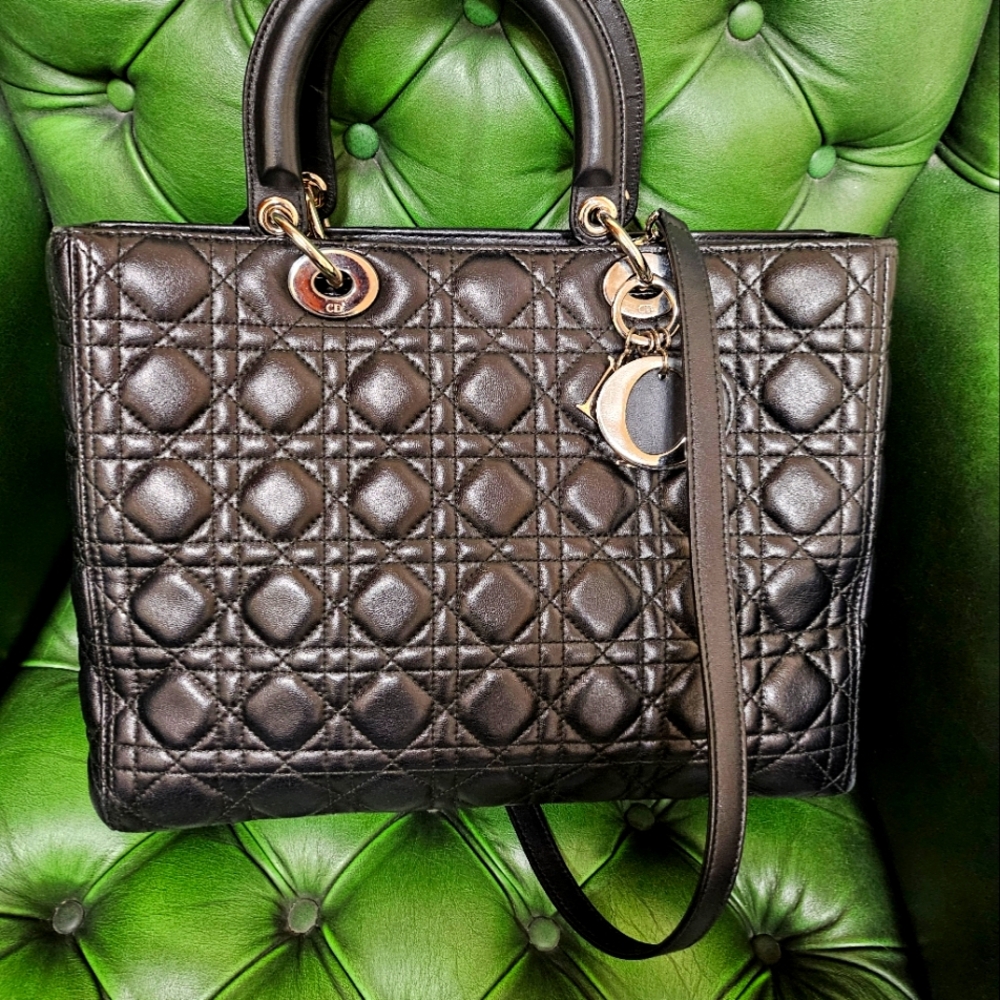 Black Quilted Leather Tote Bag